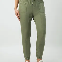 Kraus Jeans Women Solid Relaxed Fit Flat Front High-Rise Joggers Trousers-image-96