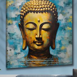 Myntra Elegant Homes Gold-Toned & Blue 1 Piece Canvas Religious Wall Paintings-picture-48