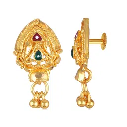 DIVASTRI Gold-Plated Artificial Stones Studded Contemporary Drop Earrings image 3