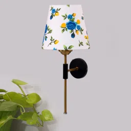 new era Antique Gold Wall Lamp with Multicolor cotton shade image 2