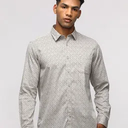 Crocodile Men Comfort Spread Collar Conversational Printed Cotton Casual Shirt-image-78