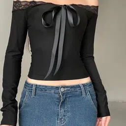 Outzidr Women Off-Shoulder Bardot Crop Top-image-36