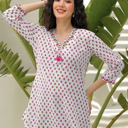 Uparna Floral Printed Thread Work A-Line Kurta-picture-13