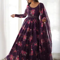Raiyani Fashion Floral Printed Fit & Flare Maxi Ethnic Dresses With Dupatta-picture-45
