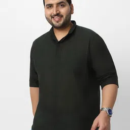 Urbano Plus Regular Fit Band Collar Long Sleeves Lightweight Slub Cotton Casual Shirt-image-9