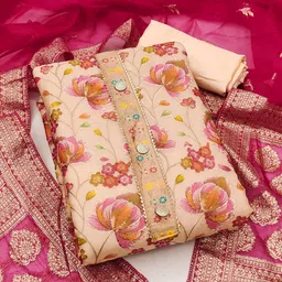 SAINOOR Sequined Embroidered Semi-Stitched Dress Material-picture-20