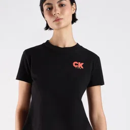 Calvin Klein Jeans Women Brand Logo Printed Round Neck Slim Fit T-shirt-picture-25