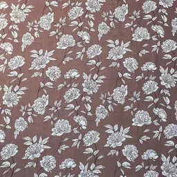 WEAVE AND DECOR Brown & White Floral Microfiber 300 TC Single Bedsheet Set-2.28 mx1.52m image 2