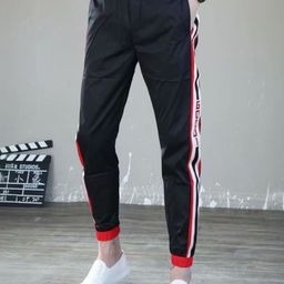 KPOP Men Striped Urban Slim Slim Fit Trousers-picture-15