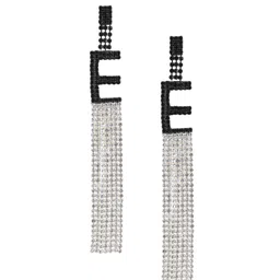 StyleCast Silver-Plated Rhinestone Studded Tasselled Contemporary Shaped Drop Earrings image 2