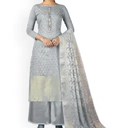 HERE&NOW Ethnic Motifs Banarasi Jacquard Woven Design Unstitched Dress Material-picture-33