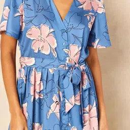 Greenishpink Women Floral Print Fit & Flare Midi Dress image 2
