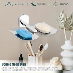 GLOXY Silver Stainless Steel Curve Double Soap Holder image 2