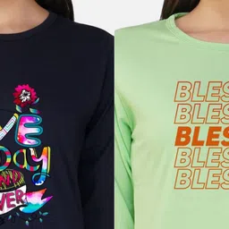 Metronaut Women 2 Printed Bio Finish Applique T-shirt image 2