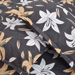 Arrabi Grey & Yellow Floral 350 TC King Bedsheet with 2 Pillow Covers image 2