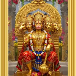 meclay arts Vastu Panchmukhi Hanuman Spiritual Vastu Art for Courage & Strength Acrylic 14 inch x 10 inch Painting-picture-27