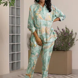 Libas Abstract Printed Shirt & Trousers-picture-34