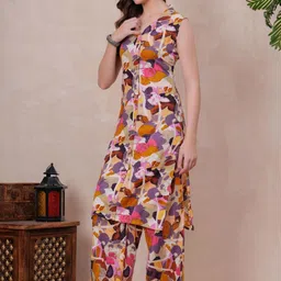 HIGHLIGHT FASHION EXPORT Abstract Printed Shirt Collar A-Line Kurta With Palazzos image 2