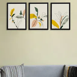 Giftii 3-Pcs White & Green Printed Wooden Framed Wall Art-picture-15