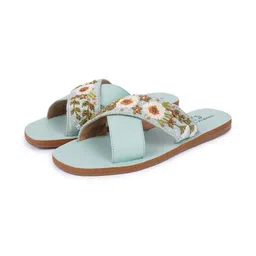 PINK PUMPKIN Women Embellished Ethnic Open Toe Flats with Embroidered image 4