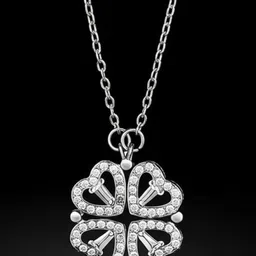 DressBerry Silver-Plated Cubic Zirconia Studded Love Heart & Four Leaf Magnetic Necklace image 4