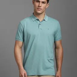 Louis Philippe Men Self Design Polo Collar Cotton Slim Fit T-shirt-picture-38