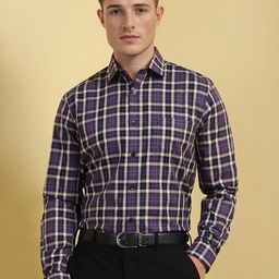 Allen Solly Men Slim Fit Spread Collar Tartan Checked Cotton Formal Shirt-picture-44