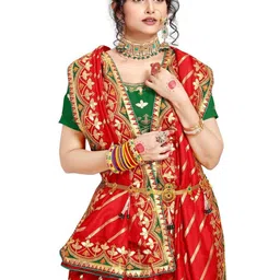 jayant creation Red Silk Blend Leheriya Sarees image 3