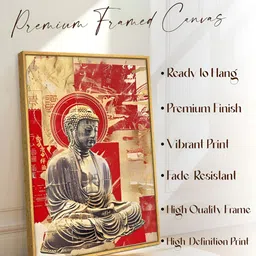 Art Street Gold-Toned & Red Buddha Canvas Wall Art image 5