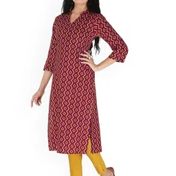 Neelokurti Geometric Printed Mandarin Collar Straight Kurta image 3