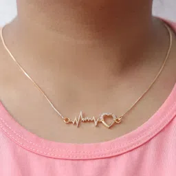 boghra sales Exclusive Rose Gold Plated Heart Shape Necklace Chain For Girls,Women Cubic Zirconia, Diamond Gold-plated Plated Alloy Chain-picture-15