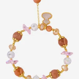 Kushal's Fashion Jewellery Women Gold-Plated Zircon Studded & Beaded Elasticated Bracelet-picture-30