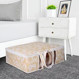 Aura Gold-Toned & White 2 Pieces Printed Blanket Cover Organisers image 4