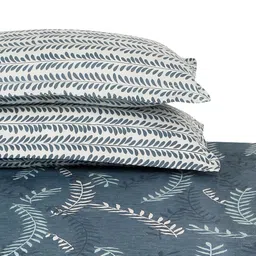Nivasam Navy Blue & White Printed Cotton 400 TC Fitted King Bedsheet Set 1.98 m x 1.82 m image 5