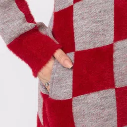 LASOON Women Checked Woollen Longline image 5