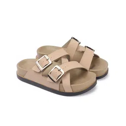 The Roadster Lifestyle Co Women Casual Dual-Strap Open Toe Flats With Buckles image 4