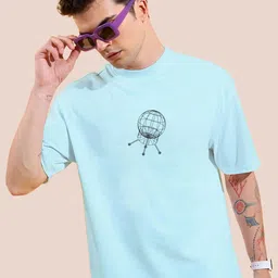 AUSK Graphic Printed Round Neck Drop-Shoulder Sleeves Oversized Cotton T-shirt image 3