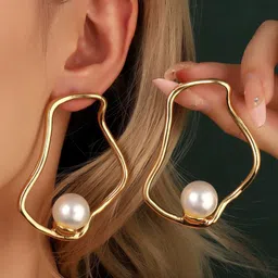 SALTY Pitted Pearl Beaded Contemporary Drop Earrings-picture-14