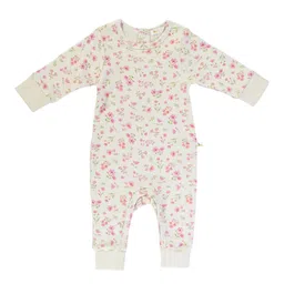 Ohmybebe Girls Floral Printed Pure Organic Cotton Romper with Headband image 3