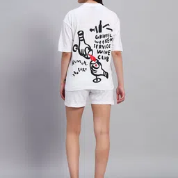 GRIFFEL Self-Design Oversized-Fit Pure Cotton T-Shirt & Shorts Co-Ord Set image 3