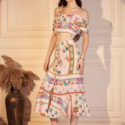 VALBONE Pastel Bloom Printed Top With Skirt Co-Ords-picture-10