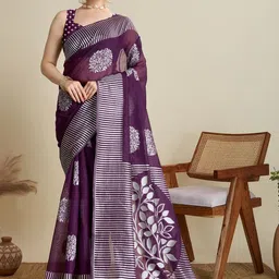 HEER FASHION Floral Zari Silk Blend Designer Saree-picture-24