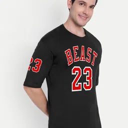 BENNY BROOKS Unisex Beast Printed Round Neck Drop-Shoulder Sleeves Oversized T-shirt image 2