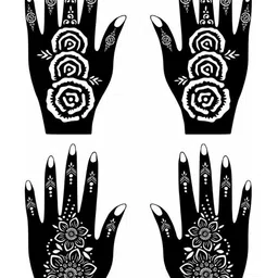 VOORKOMS Set Of 2 Mehndi Stencil Sticker Designs With Detailed Floral & Leaf-image-31