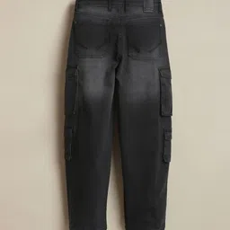 Allen Solly Junior Boys Relaxed Fit Mid-Rise Low Distress Light Fade Cargo Styles Jeans image 2