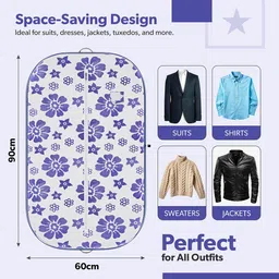 Kuber Industries Blue & White 6 Pieces Printed Non-Woven Suit Organisers With Zip image 2