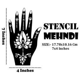 VOORKOMS Set Of 3 Mehndi Stencil Sticker Designs With Detailed Floral & Leaf image 5