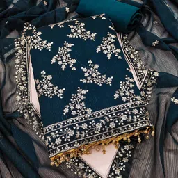 Unstitched Georgette Salwar Suit Material Embroidered-image-5