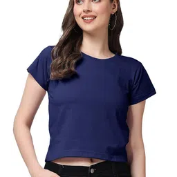 NOTWILD Women Solid Round Neck Cotton T-shirt-picture-18
