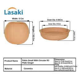 LASAKI Peblo Brown Ceramic Handmade Planter With Plate image 4